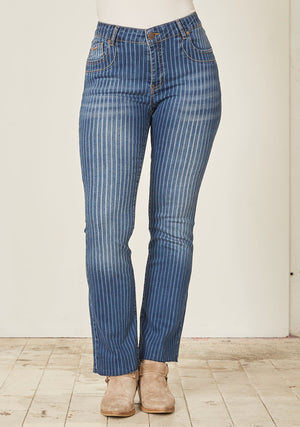 I SAY Como Striped Jeans Pants B67 Denim Stripe