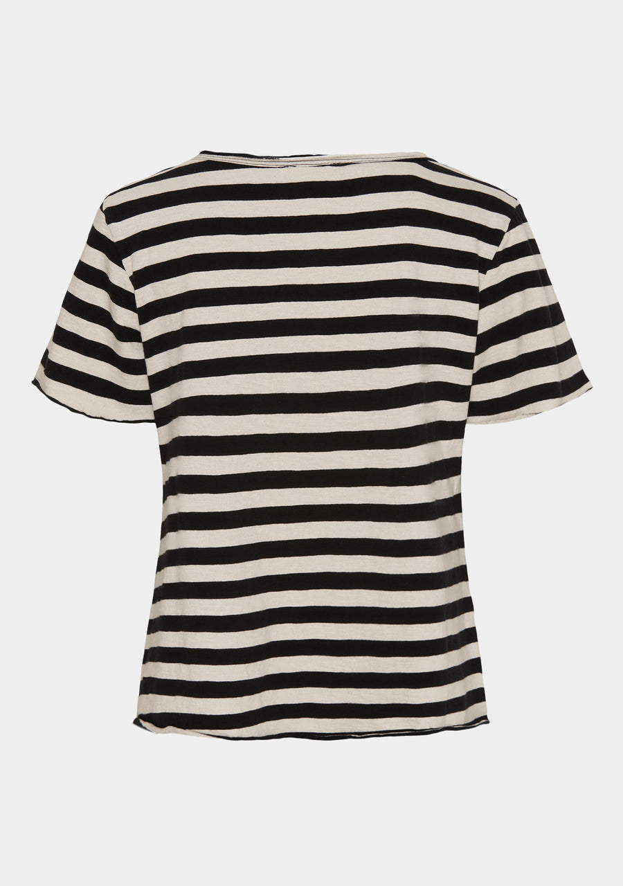 I SAY Kiva O-Neck T-Shirt T-Shirts L22 Wide Black Stripe