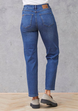 I SAY Lido Straight Long Jeans Pants 670 Blue Wash Denim
